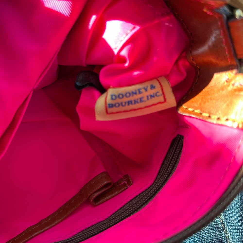 VINTAGE Dooney & Bourke Satchel Pouchette Blue Nylon Leather Adjustable Strap - Picture 9 of 9